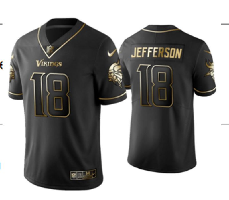 Men Minnesota Vikings #18 Jefferson Black Throwback Nike Limited NFL 2025 Jersey style 01->minnesota vikings->NFL Jersey